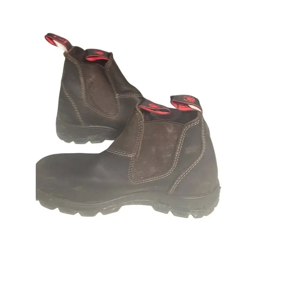 Redback Brown Leather Work Boots Slip-On Ankle Boots Men's 6.5